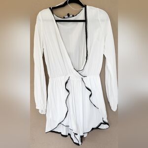 White Romper with Black Trim